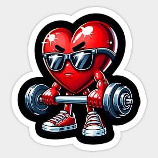 Funny Heart Bodybuilder Valentines Day Men Women Boys Sticker